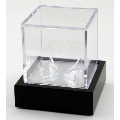 Baseball Acrylic Cube Display Case w/ Wooden Base