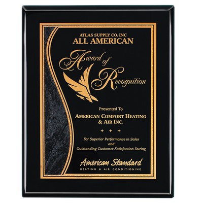 Piano Finish Ebony Black Plaque w/Metal Engraving Plate (8"x10")