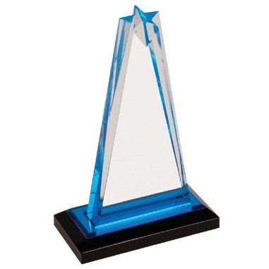 7 1/4 inch Star Acrylic Award with Blue Accent (Laser engraved)