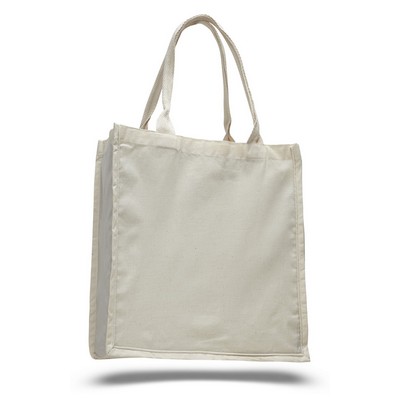 Fancy Natural 100% Cotton Tote Bag w/ Web Handles - Blank (15"x16"x6")