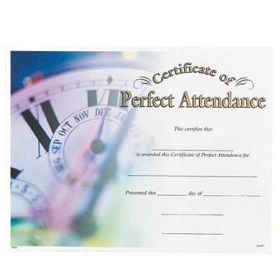 Perfect Attendance Certificate