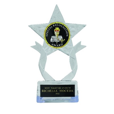 7½" Clear Acrylic Star Trophy Holds 2" Insert