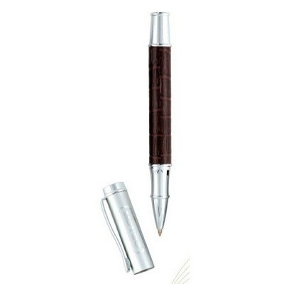 Avanti Brass Roller Ball Pen w/ Simulated Textured Leather Barrel