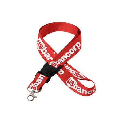 1" Silkscreened Flat Lanyard w/ Detached Buckle