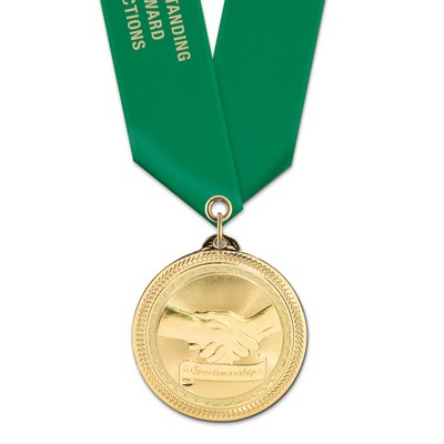 2" Sportmanship Brite Laser Medal w/ Satin Neck Ribbon