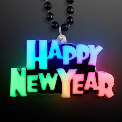 Happy New Year LED Charm Necklace - BLANK