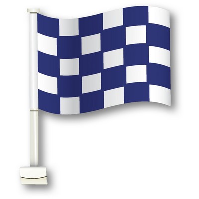 Double-Pane Clip-on Flag w/Pole (Blue/White Checkered)