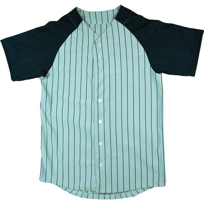 Youth 14 Oz. Warp Knitted Pinstripe Baseball Jersey Shirt w/ Raglan Sleeve