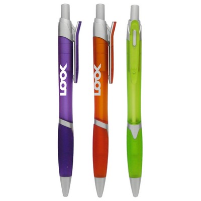 Union Printed - Elect - Frosty Rubber Grip Pen with 1-Color Logo