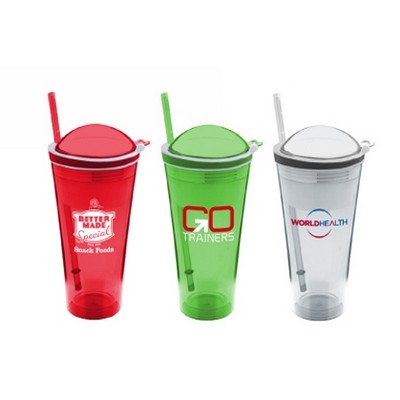 22 Oz. Snack Grabber Acrylic Tumbler Cup w/Snack Lid