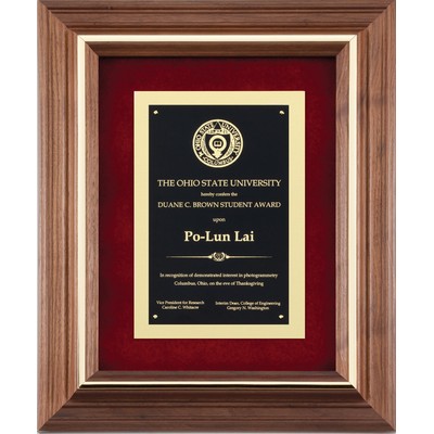 Walnut Plaque with Gold Inlay, 11 1/2 x 13 1/2"