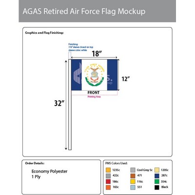 Air Force Retired Antenna Flags 12x18 inch