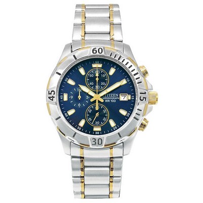 Citizen Men's Two-tone Chronograph Bracelet Watch with Blue Dial