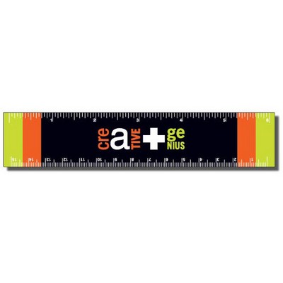 .040 White Matte Styrene Plastic 6" Rulers (1.25" x 6.25") square corners, spot color imprint