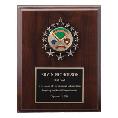 Plaque w/Black Plate & Plastic Wreath of Stars Takes Insert (7"x9")