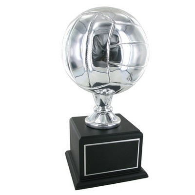 15½" Silver Volleyball Perpetual Trophy w/8" Ball on Black Base