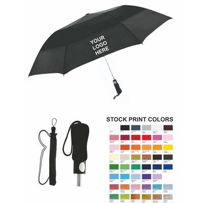 56" Arc Auto Open, Manual Close Folding Vented Umbrella With Case