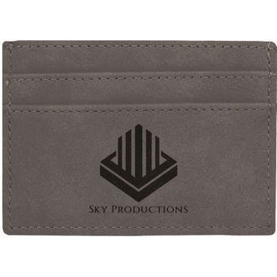 Money Clip, Gray Faux Leather, 4" x 2 3/4"