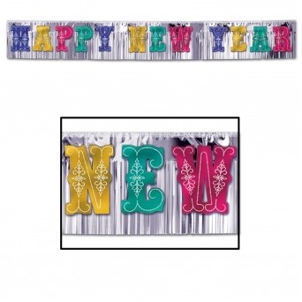 Glittered Letters Metallic Happy New Year Banners