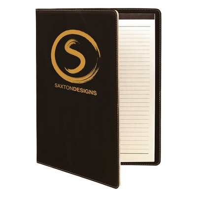 9½" x 12" Leatherette Black/Gold Portfolio