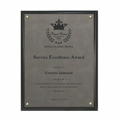 Classic Leatherette on Black Plaque - Grey