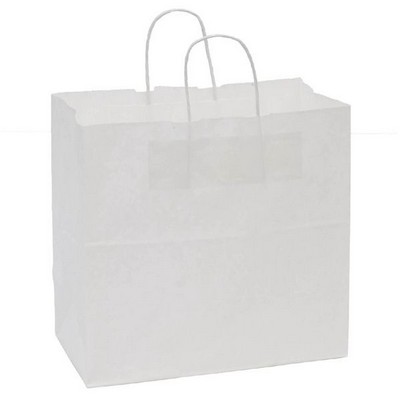 Food Service White Kraft Paper Panther Shopping Bag (13"x7"x12.5")