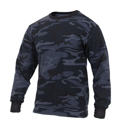 Midnight Blue Long Sleeve Camouflage T-Shirt (XS-XL)