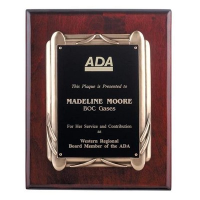 Rosewood Plaque w/Antique Bronze Frame 10½"x13"