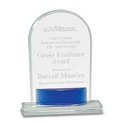 Optic Crystal Arch Award w/Blue Accent (7 3/4")