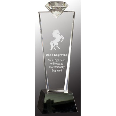 11" Crystal Diamond Top Award on Black Pedestal Base