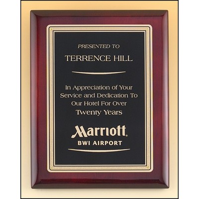 Airflyte® Rosewood Piano-Finish Plaque w/Black Brass Plate & Solid Border (7"x 9")