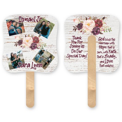 Mini Bread Shape Full Color Two Sided Single Hand Fan w/Wood Stick Handle