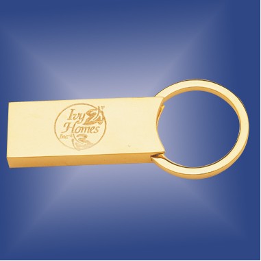 Gold Plated Brass Rectangular Keyring - ON SALE - LIMITED STOCK