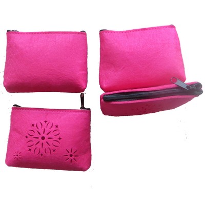 Felt Coin Purse / Key Pouch with Zipper