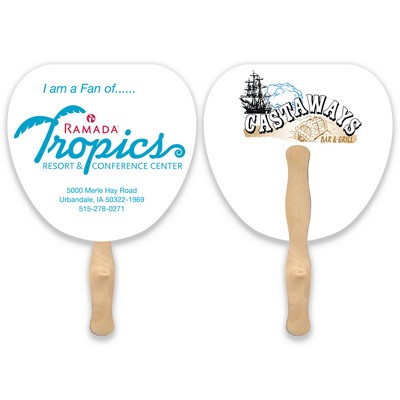 Lightweight Full Color Two Sided Single Paper Leaf Shape Hand Fan