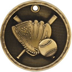 2" Antique Finish 3D Baseball/Softball Medal