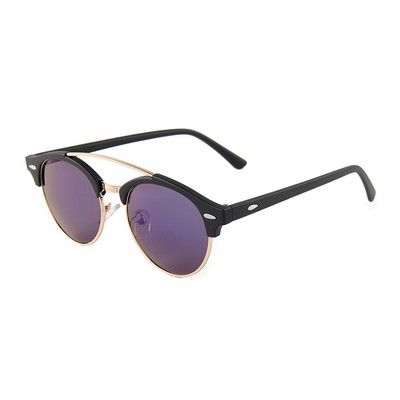 Sunglasses - Purple Mirror Lenses - Black Frames