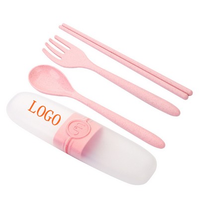 Wheat Straw Utensil Set w/Plastic Case