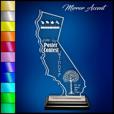 11" California Clear Acrylic Award with Mirror Accent