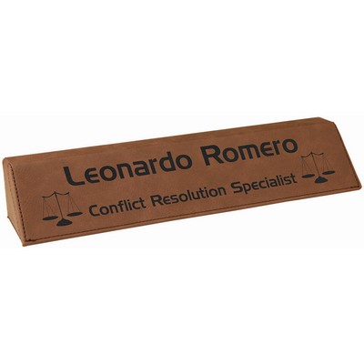 10 1/2" Dark Brown Laser Engraved Leatherette Desk Wedge