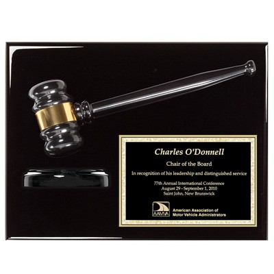 Ebony Piano Finish Gavel & Block Plaque (9" x 12")