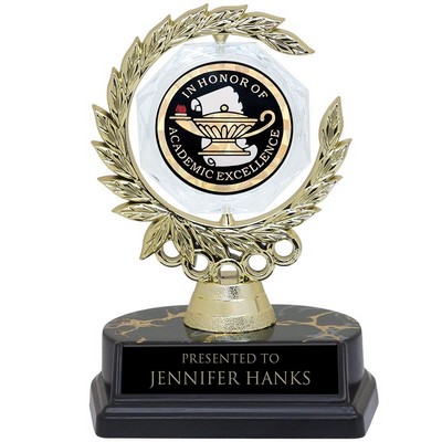 6" Spinner Wreath Trophy w/2" In Honor of Academic Achievement Insert