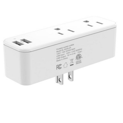 2-Outlet Power Converter With 2 USB Port