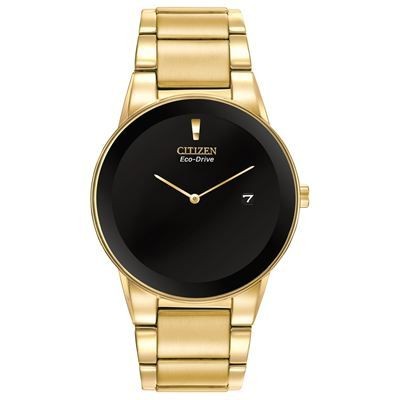 Citizen Men's Axiom Eco-Drive Gold-Tone Watch w/Black Dial