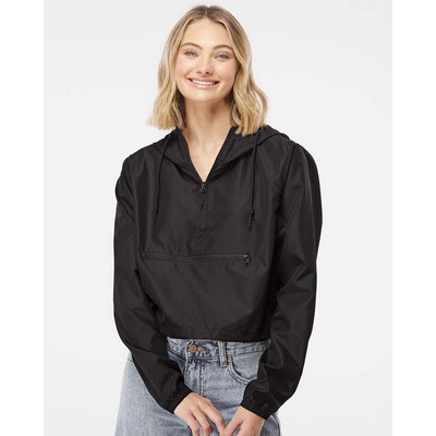 Independent Trading Co - Women's Lightweight Quarter-Zip Pullover Crop Windbreaker