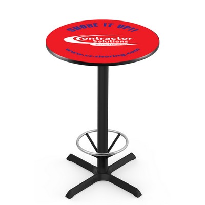 42" Tall, 30" Round Top Pub Table w/Black Finish, 4-Point "X" Base, and Optional Foot Ring