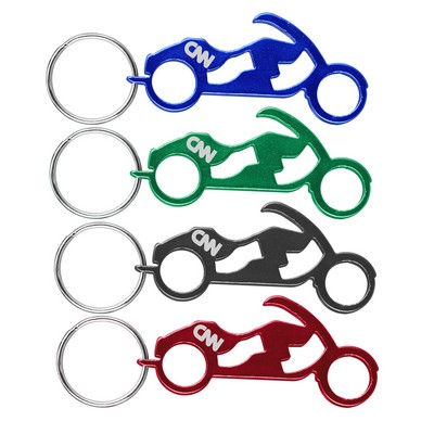 Motorcycle Shaped Aluminum Bottle Opener w/Key Ring