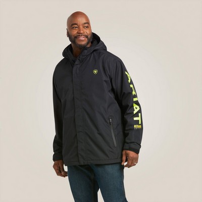 Ariat® Men's Black & Lime Rebar® Stormshell Logo Waterproof Jacket