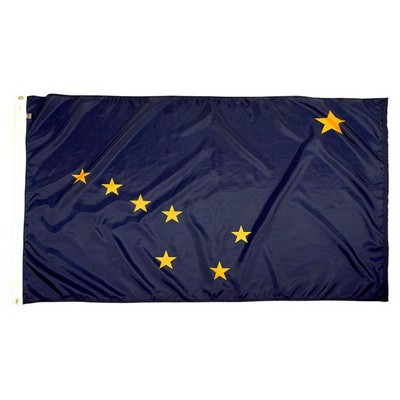 Alaska Indoor Parade Flag w/Pole Hem & Fringe (5'x8')