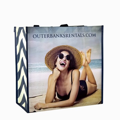 Custom Full-Color Laminated Woven Promotional Tote Bag 15.5"x15.5"x8"